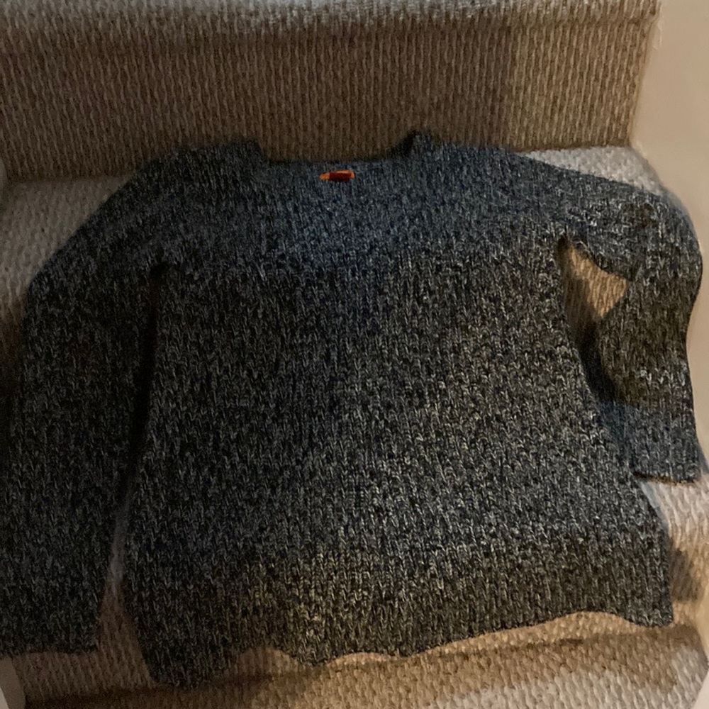 Joe Fresh Chunky Knit Sweater Black Marl Knit Crew Neck Thick Tunic Length L